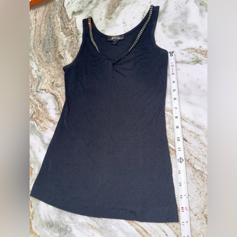 Express black dress tank top rhinestone embellished neckline small - Picture 5 of 8